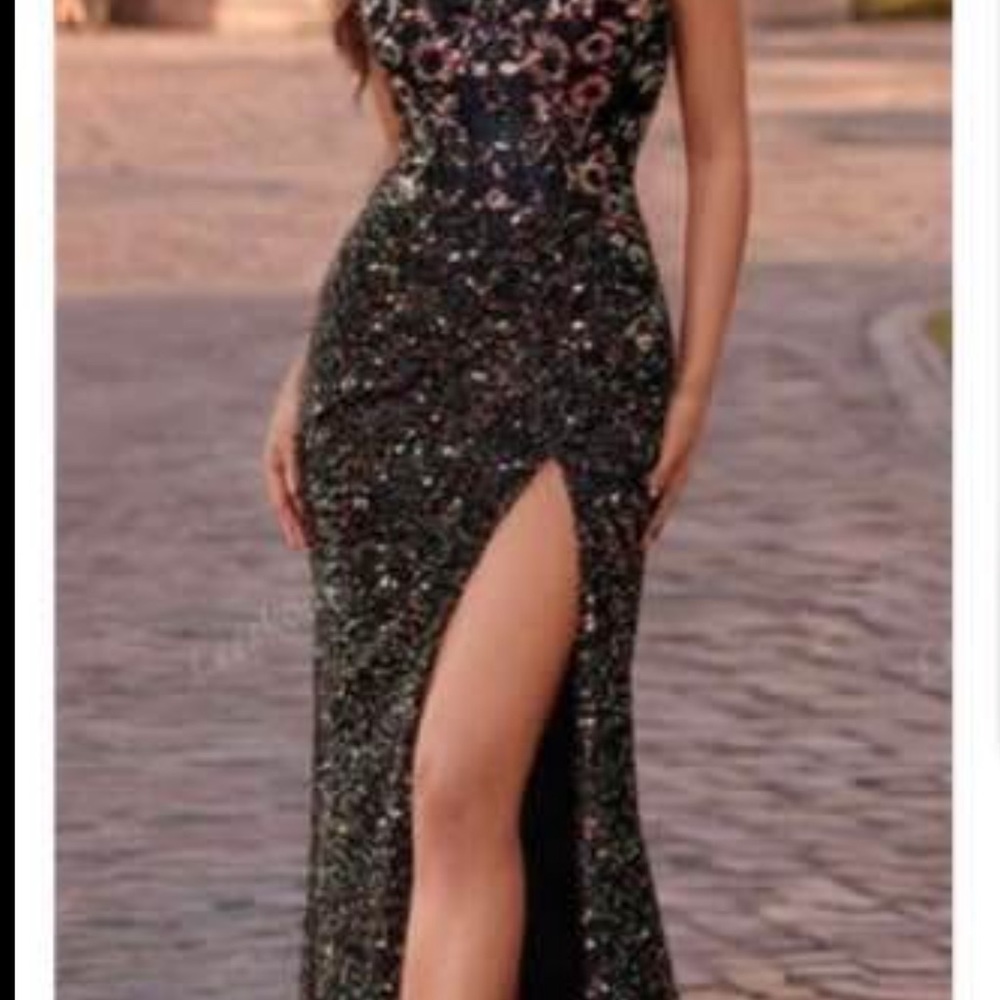SHEIN Black and Silver Sequin Prom Dress